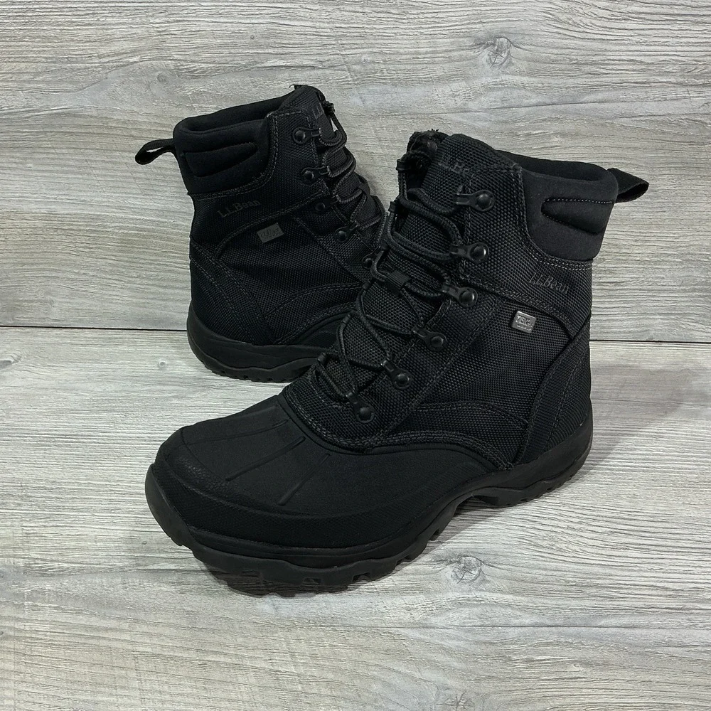 LL Bean Storm Chaser Boots Mens 9 M Black TEK 2.5 Waterproof Primaloft 507165